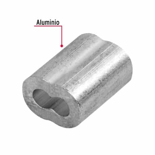 Bolsa con 50 casquillos dobles de aluminio, 3/32", FIERO