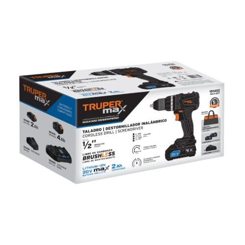 Taladro 1/2", 20V, 2 baterías 2Ah, MAX