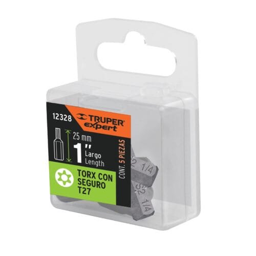 Estuche con 5 puntas torx T27 con seguro largo 1", Expert