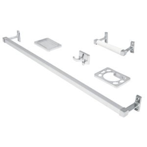 49607 - Juego de 5 accesorios para baño, metálicos, cromo, BASIC