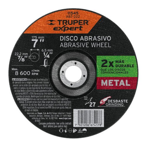 11545 - Disco Tipo 27 de 7" x 6.4 mm desbaste de metal, Expert