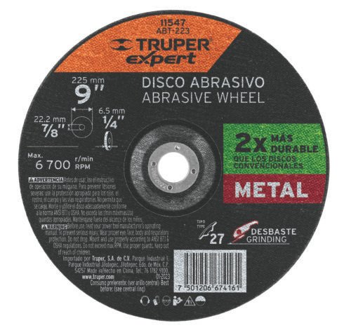 ABT-223.jpg 11547 - Disco Tipo 27 de 9" x 6.4 mm desbaste de metal, Expert