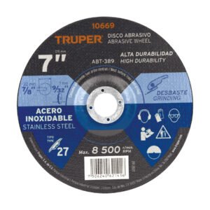 10669 - Disco Tipo 27 de 7" x 7.2 mm desbaste de acero inoxidable