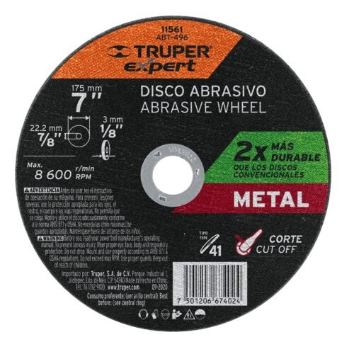 11561 - Disco para corte de metal, tipo 41, diámetro 7" Expert