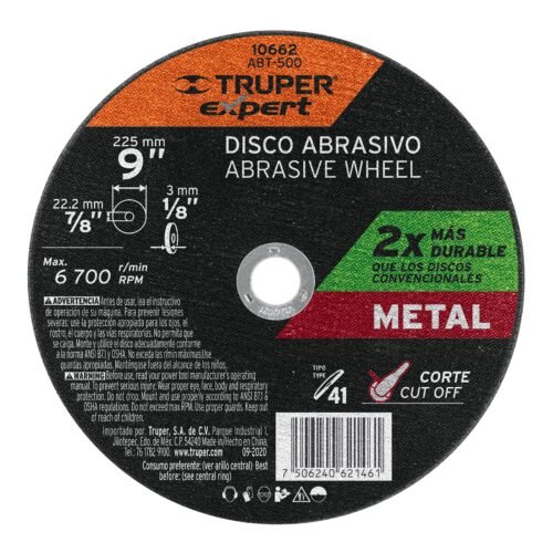 10662 - Disco para corte de metal, tipo 41, diámetro 9" Expert