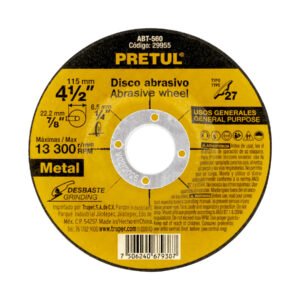 29955 - Disco Tipo 27 de 4-1/2" x 6.2 mm desbaste de metal, Pretul