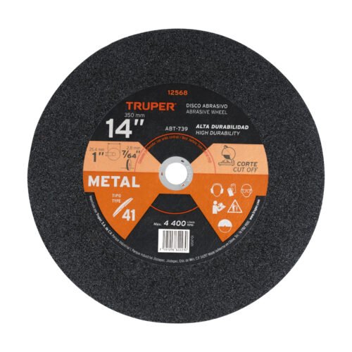 12568 - Disco Tipo 41 de 14" x 3.1 mm para corte de metal, TRUPER