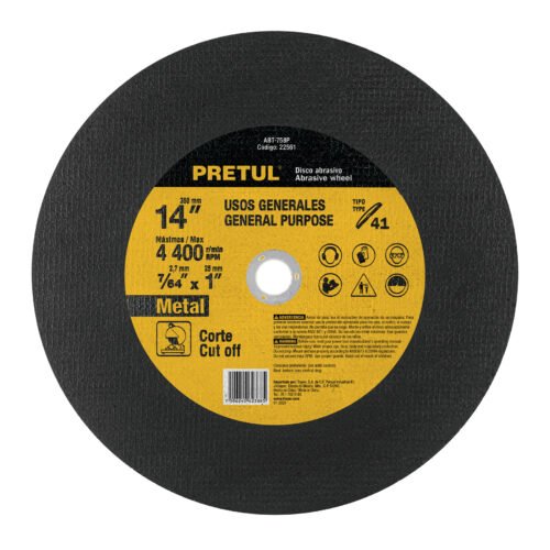 22561 - Disco Tipo 41 de 14" x 3.1 mm para corte de metal, PRETUL