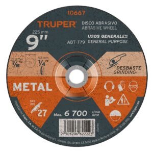 10667 - Disco Tipo 27 de 9" x 6.4 mm para desbaste de metal, Truper