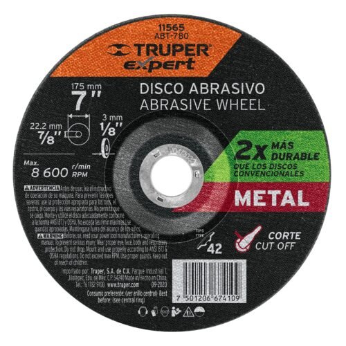 11565 - Disco Tipo 42 de 7" x 3.2 mm corte metal, Truper Expert