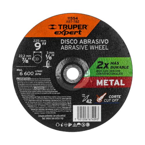 11554 - Disco Tipo 42 de 9" x 3.2 mm corte metal, Truper Expert