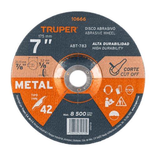 ABT-783.jpg 10666 - Disco Tipo 42 de 7" x 3.2 mm para corte de metal, Truper
