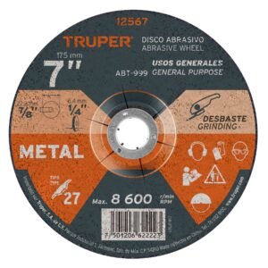12567 - Disco Tipo 27 de 7" x 6.4 mm para desbaste de metal, Truper