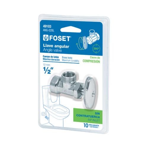 49103 - Llave angular de 1/2", de compresión, blíster, FOSET