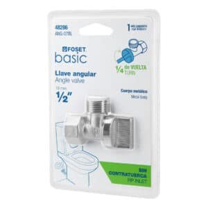 48286 - Llave angular de 1/2", 1/4 de vuelta, blíster, FOSET BASIC
