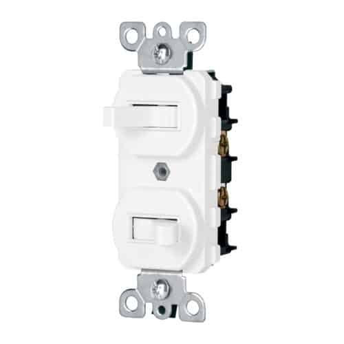 47729 - Interruptor dúplex de palanca, Standard, blanco, Volteck