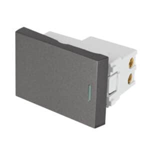 47821 - Interruptor sencillo acero inox de 1.5 módulos, línea Lisboa
