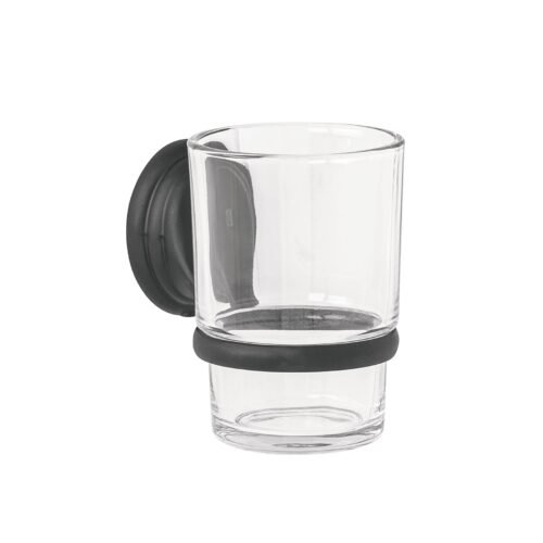 AQA-81M.jpg 45979 - Portavaso cepillero negro con vaso de vidrio, Foset Aqua