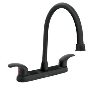 45625 - Mezcladora fregadero 8" negro, cuello largo, palanca, AQUA