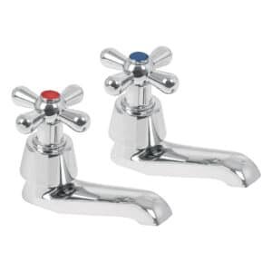 49805 - Juego 2 llaves individuales para lavabo, cromo, cruceta,AQUA