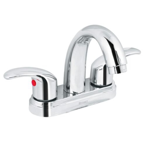 49693 - Mezcladora lavabo 4" cromo, nariz curva, palanca, AQUA