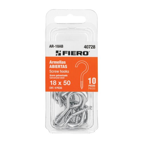 40728 - Blíster con 10 armellas abiertas de 18 x 50, FIERO