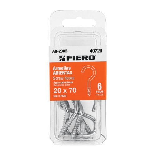 40726 - Blíster con 6 armellas abiertas de 20 x 70, FIERO