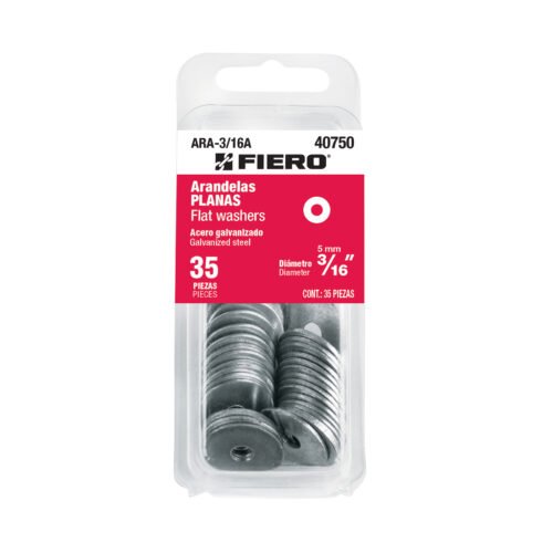 40750 - Blíster con 35 arandelas planas de 3/16", FIERO
