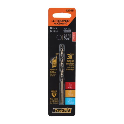 12745 - Broca HSS 7/32" Trugold para metal en blíster, Expert