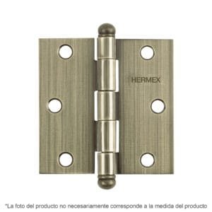 43244 - Bisagra cuadrada 2", latón antiguo, cabeza redonda, HERMEX