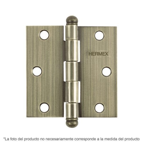 43244 - Bisagra cuadrada 2", latón antiguo, cabeza redonda, HERMEX