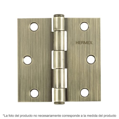 43250 - Bisagra cuadrada 2-1/2", latón antiguo, cabeza plana, HERMEX