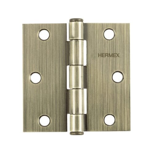 43251 - Bisagra cuadrada 3", latón antiguo, cabeza plana, HERMEX