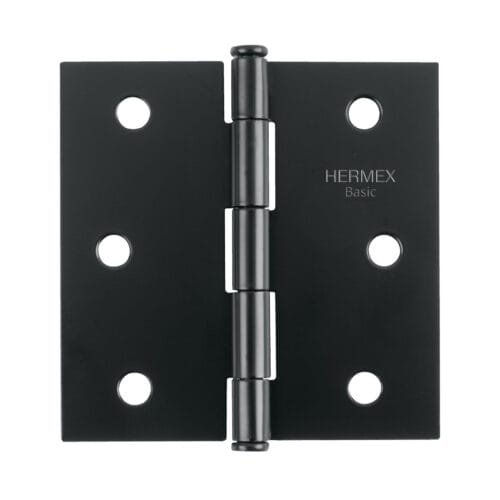 27134 - Bisagra cuadrada 3", negro mate, cabeza plana, BASIC