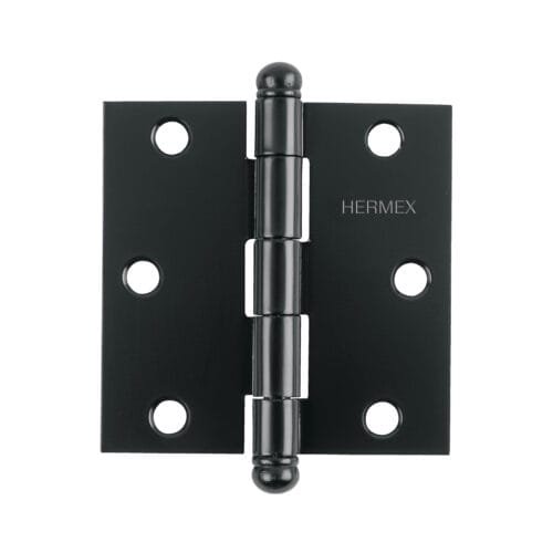 46919 - Bisagra cuadrada 3", negro mate, cabeza redonda, HERMEX
