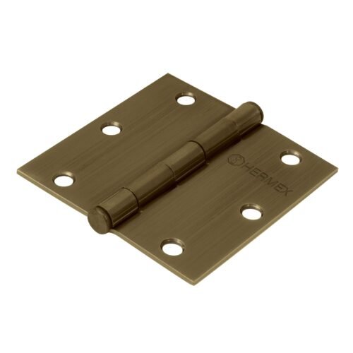 43252 - Bisagra cuadrada 3-1/2", latón antiguo, cabeza plana, HERMEX