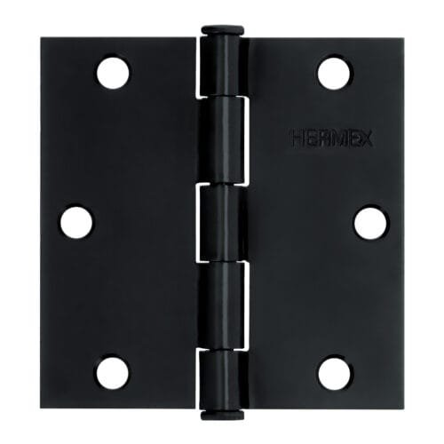 46708 - Bisagra cuadrada 3 1/2", negro mate, cabeza plana, HERMEX
