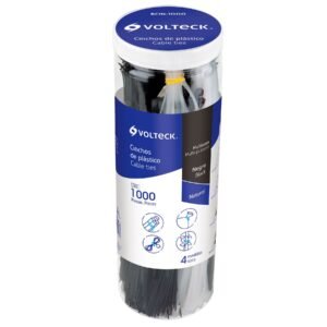 44016 - Bote con 1000 cinchos plásticos negros y naturales, Volteck