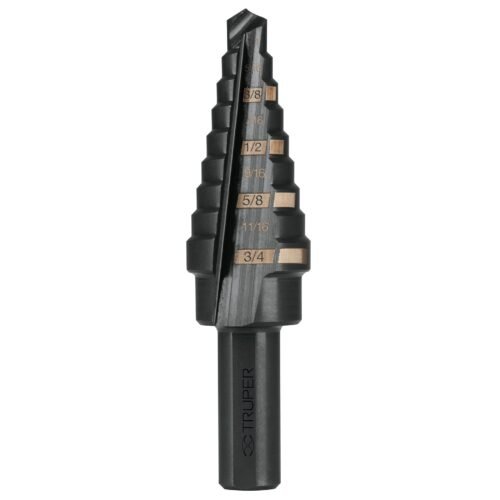 12123 - Broca escalonada óxido negro 9 escalones 1/4" a 3/4", Truper