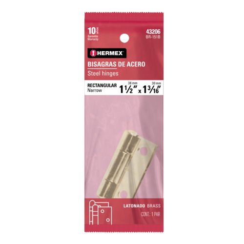 43206 - Bolsa con 2 bisagras rectangulares 1-1/2", acero latonado