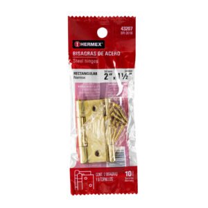 Bolsa con 2 bisagras rectangulares 2", acero latonado