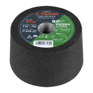 13782 - Copa desbaste de piedra 3-5/32" grano 80, eje 5/8-11, Truper