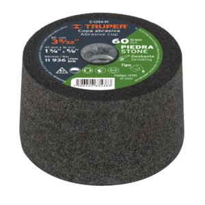 13781 - Copa desbaste de piedra 3-5/32" grano 60, eje 5/8-11, Truper