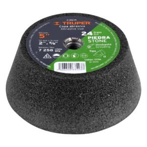 13786 - Copa desbaste de piedra 5" grano 24, eje 5/8-11, Truper