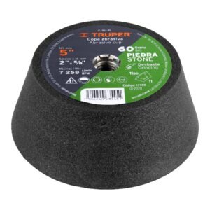 13788 - Copa desbaste de piedra 5" grano 60, eje 5/8-11, Truper