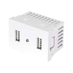 47949 - Toma con 2 puertos USB blanco de 1.5 módulos, línea Lisboa