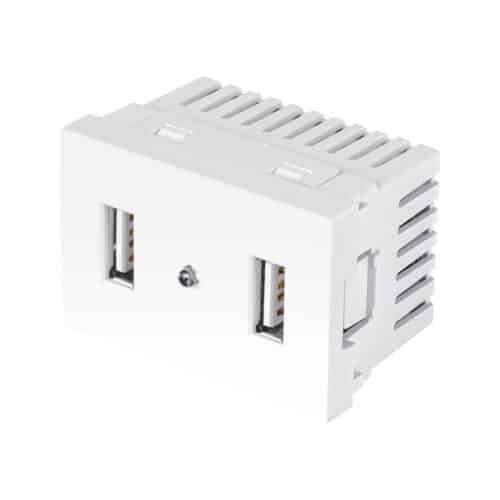 47949 - Toma con 2 puertos USB blanco de 1.5 módulos, línea Lisboa