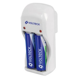 46044 - Cargador de pilas, AA, AAA y 9V, incluye 2 pilas AA, Volteck