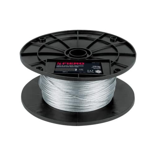 48795 - Metro de cable rígido 1/16" de acero 7x7 hilos, 300 m, FIERO