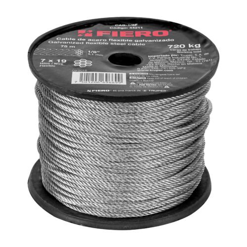 CAB-1-8F.jpg 44211 - Metro de cable flexible 1/8" de acero 7x19 hilos, 75 m